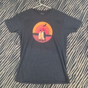 Cotton Bureau Mens Penguins in Desert Graphic T-Shirt Gray Size M